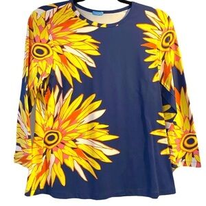 J. McLaughlin Top Large Flowers Catalina Cloth Size Medium